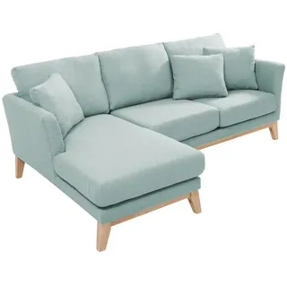 miliboo Eckcouch Polyester 2-Sitzer Lagunengrün