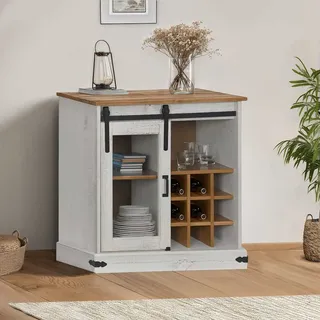 Sideboard Halden Mit Schiebetür Weiß 80x40x80 Cm Massivholz