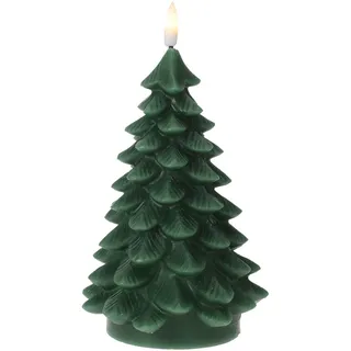 Spetebo LED Motiv Wachskerze grün 19 cm - Tannenbaum - Weihnachtskerze Batterie betrieben mit Timer - Weihnachtsdeko Motivkerze Dekokerze feuerlos mit Flackereffekt