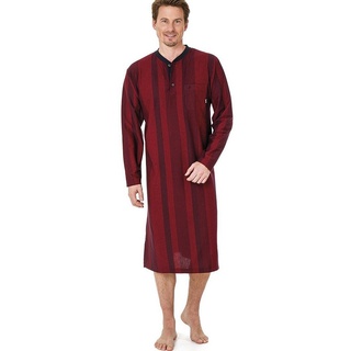 Hajo Nachthemd Klima Komfort Herren Sleepshirt (1-tlg) Langarm Rundhals mit Knopfleiste rot
