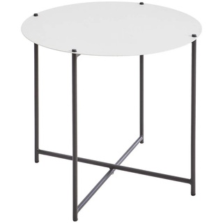 Ambia Garden Beistelltisch, Anthrazit, Weiß, Metall, rund, Rundrohr, 49x46 cm, einfacher Aufbau, Wohnzimmer, Wohnzimmertische, Beistelltische, Beistelltische Metall