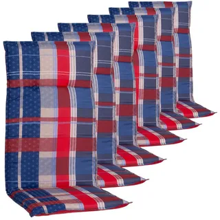 NYVI Hochlehnerauflage Hochlehner Auflagen Rio 6er Set - Stuhlauflage für Gartenstühle, (6 St), Sitzauflage mit Wendedesign, Wendeauflage beige|blau|bunt|rot