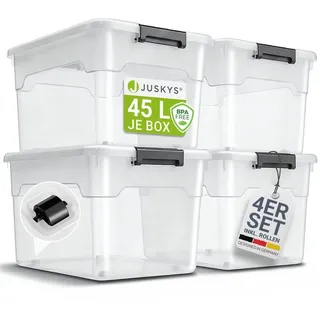 Juskys Aufbewahrungsbox 45 l 4-tlg. transparent