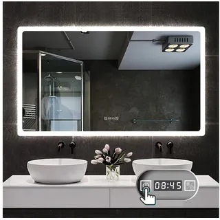 duschspa Badspiegel Wandspiegel Badezimmerspiegel mit LED Beleuchtung, LED Spiegel 100cm breit TYP-B | 100 cm x 60 cm x 3.3 cm