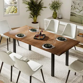 Feonase Esstisch Ausziehbar 120-160 cm,Küchentisch für 4-6 Personen,Esszimmertisch für Kleine Räume, Esszimmer und Küche,Walnuss