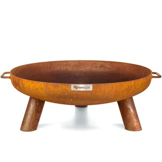 Finnwerk HARRI Feuerschale Rostoptik 60 cm - Exklusiver Stahl mit edler Rost-Patina - Kleine Feuerschalen für den Garten - Dekorativ und Rustikal - Feuerschalen Deckel separat erhältlich