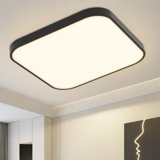 Laittiin Deckenleuchte LED Deckenlampe Flach- 27cm Schlafzimmerlampe | Schwarz Flurlampe 19W Deckenbeleuchtung Badezimmerlampe 4000K Neutralweiß Eckig Küchenlampe IP44 Badlampe für Bad Flur Küche