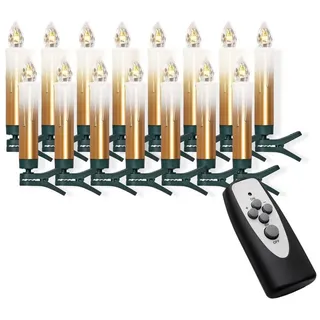 ic winterworld Baumkerzen LED 15 Stück kabellos Gold/Creme