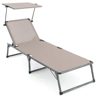 Sonnenliege XXL Sonnendach 192x66x31 cm Alu Campingliege klappbar (grau)