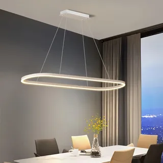 Esstisch LED Pendelleuchte Modern Esszimmeralampe Dimmbar Leuchte 3000K-6000K Fernbedienung Hängeleuchte für Esszimmer Küche Bar Büro Lampe Minimalistisch Höhenverstellbar Hängelampe (Weiß, L120cm)