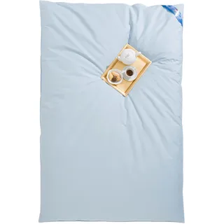 RIBECO LEON blau (saphirblau), B:155cm L:220cm, Bezug: 100% Baumwolle. Füllung: 80% Federn, 20% Daunen, , 155x220 cm , extrawarm - Blau