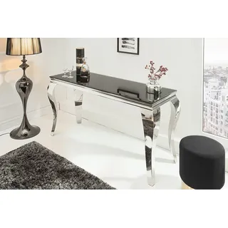 riess-ambiente Konsolentisch MODERN BAROCK 145cm schwarz, Tischplatte aus Opalglas · Edelstahl-Beine schwarz
