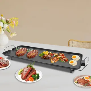 Elektrogrill Für Draußen Grillplatte Elektro Tischgrill Elektrisch Grillplatte 1500w Elektrischer Grill Für Balkon Garten Picknick/camping/party Von 1-6 Personen, Schwarz, 68  28  7cm