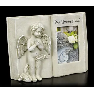 Figuren Shop GmbH Grab-Bilderrahmen Engel - Wir Vermissen Dich | Grabdeko, handbemalt, H 19,5 cm