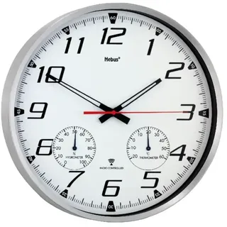 Mebus Funk-Wanduhr Metall - Weiss