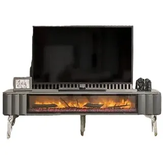 JVmoebel Sideboard Hochwertiges TV-Sideboard Kamin MDF Metall Grau neu Wohnzimmer (1 St., Sideboard), Made in Europa grau