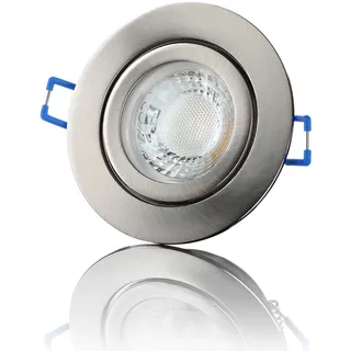 lambado® Premium LED Spot IP44 Edelstahl gebürstet - Hell & Sparsam inkl. 230V 5W GU10 Strahler warmweiß - Moderne Beleuchtung durch zeitlose Bad-Einbaustrahler/Deckenstrahler für Außen