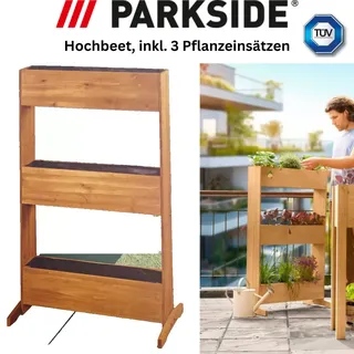 Parkside Holz Hochbeet 3 Etagen Vertikalbeet Pflanzkasten Pflanzregal Pflanzleit