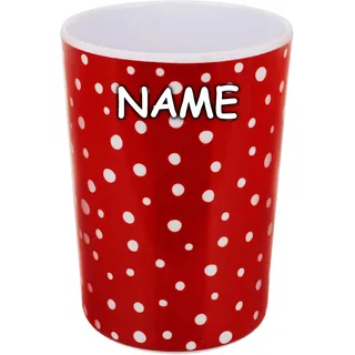 alles-meine.de GmbH Trinkbecher/Zahnputzbecher/Malbecher - Becher Punkte - rot & weiß inkl. Name - 350 ml - mehrweg - Trinkglas aus Melamin - Kunststoff Plastik - Weihnac..