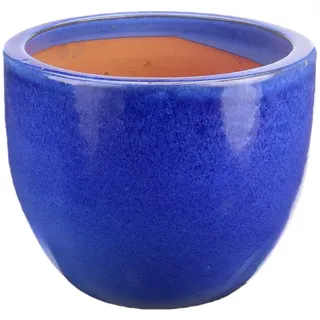 Steinzeug-Blumentopf/Pflanzkübel Eiertopf Blau 23x19cm frostfest