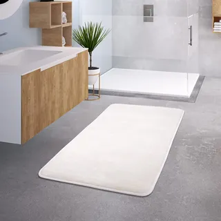 TT Home Badezimmer Badematte Duschmatte rutschfest Waschbar Memory Schaum Stein Muster, Farbe:Creme 3, Größe:50x80 cm
