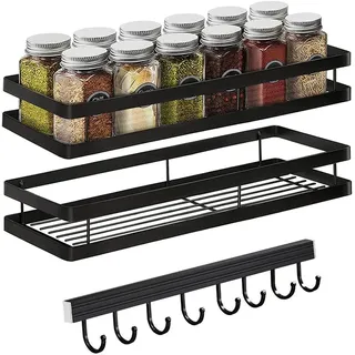 Gewürzregal Wand Ohne Bohren 2Er Set Mit Küchenreling Küchenregal Hängend Gewürz