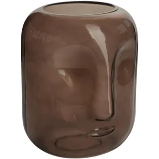 Glasvase Modern Face 20cm BRAUN. Blumenvase aus Glas, Moderne Vase mit Gesicht, Dekoration für Zuhause