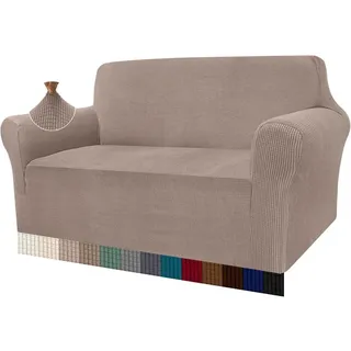 Elastische Sofahusse 2 Sitzer Sand - Hochwertiger Sofaüberwurf Für Wohnzimmer