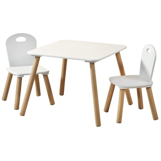 Kesper| Kindertisch mit 2 Stühlen, Material: Faserplatte, Maße: 55 x 55 x 45 cm, Farbe: Weiß | 17712 13