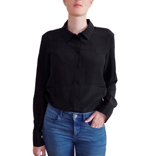 Posh Gear Seidenbluse Damen Seidenbluse Collettoseta Bluse aus 100% Seide 100% Seide schwarz XL