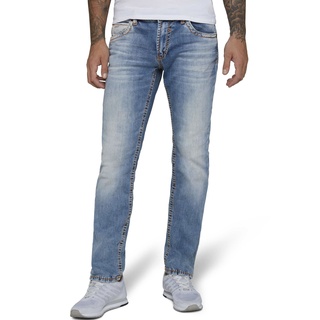 Straight-Jeans CAMP DAVID "NI:CO:R611" Gr. 38, Länge 32, blau (light vintage) Herren Jeans Straight Fit mit markanten Steppnähten