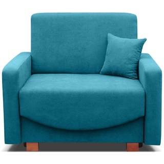 Konsimo Sessel INCA Sessel, mit Bettkasten, Massivholzbeine, Seitentasche, Schlaffunktion blau