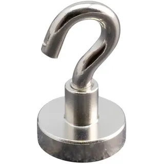 10 Magnethaken, Neodym 16 mm, Stahl, Neodym, silber