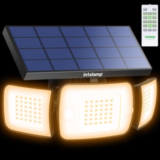 INTELAMP Solarlampen für Außenmit Fernbedienung, Solarleuchten für Außen mit Bewegungsmelder 6000 mAh 1200LM, 270°Beleuchtung 4 Modi Bewegungsmelder Aussen Solar Wandleuchte Aussen für