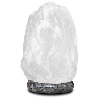 Beleuchteter Salzkristall ROCK, White Line, ca. 2-3 kg, mit Marmorsockel