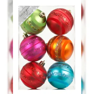 inges magic & goodz Inges Magic ( Goodz 6 Weihnachtskugeln 8cm Kunststoff Christbaumkugeln Weihnachtsbaumkugeln bunt