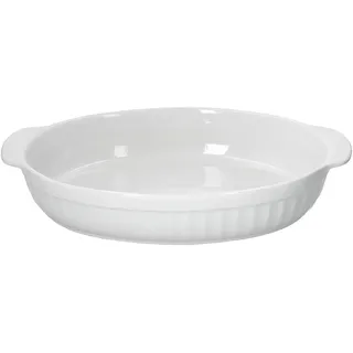 Mambocat Auflaufform oval mit Henkel groß 36 x 23,7 x 6,5 cm Weiß