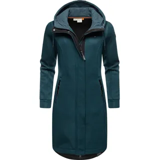 Ragwear Kurzmantel "Letti Long Bonded", Damen, Gr. M (38), blau (petrol), Material: 100% Polyester, figurumspielend knielang, hoch geschlossener Ausschnitt, Ärmel ohne Ärmelschlitz normaler Saum, Mäntel Kurzmantel, Übergangsmantel aus Rippstrick mit Kapuze