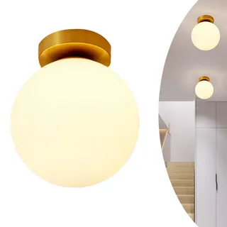 Deckenleuchte Creative Glaskugel Weiß Deckenlampe Dekorative Beleuchtung Innenbeleuchtung Runde Kugel Metall Schlafzimmer Küche Flur Büro Arbeitszimmer Treppen Gold E27 Veranda Wohnzimmer (Groß)