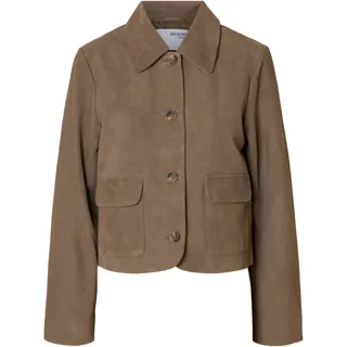 SELECTED FEMME Damen Slfkaya Suede Jacket Noos, Fungi, Numeric_38 - numeric_38
