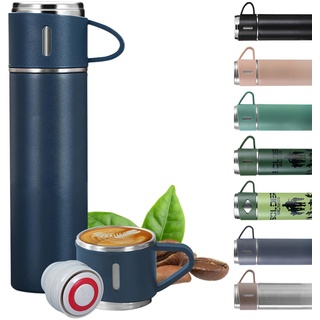 EACHPT Termosflaschen Edelstahl |500ML|Thermoskanne Vakuum Doppelwand Isolierung|Auslaufsicher|BPA-Frei|mit Tasse und Griff|stundenlange Isolation von Warm- und Kaltgetränken|Thermoskanne Kaffee Tee