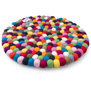 naturling Sitzkissen Filzkugel Stuhlkissen rund 34cm 100% Schurwolle, aus 2cm Filz Kugeln bunt