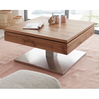 MCA furniture Couchtisch »Monrovia« (Wohnzimmertisch quadratisch, Eiche und Edelstahl), mit Stauraum unter der Tischplatte beige