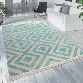 Paco Home Poco 821 Outdoor-Teppich 60 x 100 cm Blau/Weiß