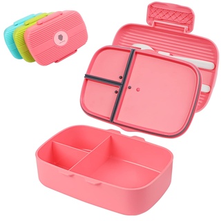 WELTRXE Bentobox, 3 Fächer Lunchbox mit Deckel Auslaufsicher und Spülmaschinenfest, Dichte Brotdose für Kinder und Erwachsene, 720ml BPA-Frei Super für Fitness und Diät Mikrowellengeeignet Rosa