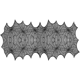 AKH® Gruselige Halloween Spitze Tischdecke | 100 cm x 80 cm Halloween Tischdecke | Gothic Schwarz Design für Spukhaus Dekor und Partyzubehör