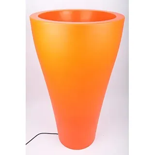 point-garden Beleuchteter Blumentopf aus Kunststoff, Pflanzkübel orange