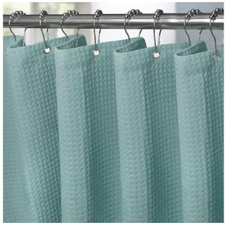 LuxusKollektion Duschvorhang Duschvorhang Metallringe Stoff Waffel Türkis H182 x B122 cm 1er Pack blau
