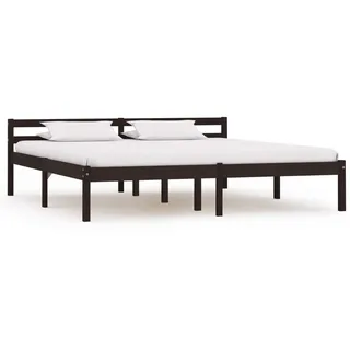 vidaXL Massivholzbett 160 x 200 cm Dunkelbraun