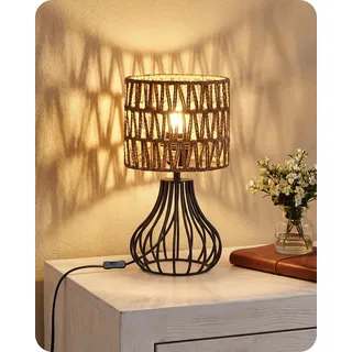 Kleine Nachttischlampe Rattan Schwarz moderne Tischlampe Lampen Stehleuchten